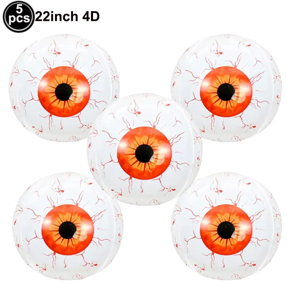 4D 22inch Halloween Foil Inflatable Eyeball Decoration Spooky Halloween Party Supplies Eyeball Balloons Halloween Home Decors
