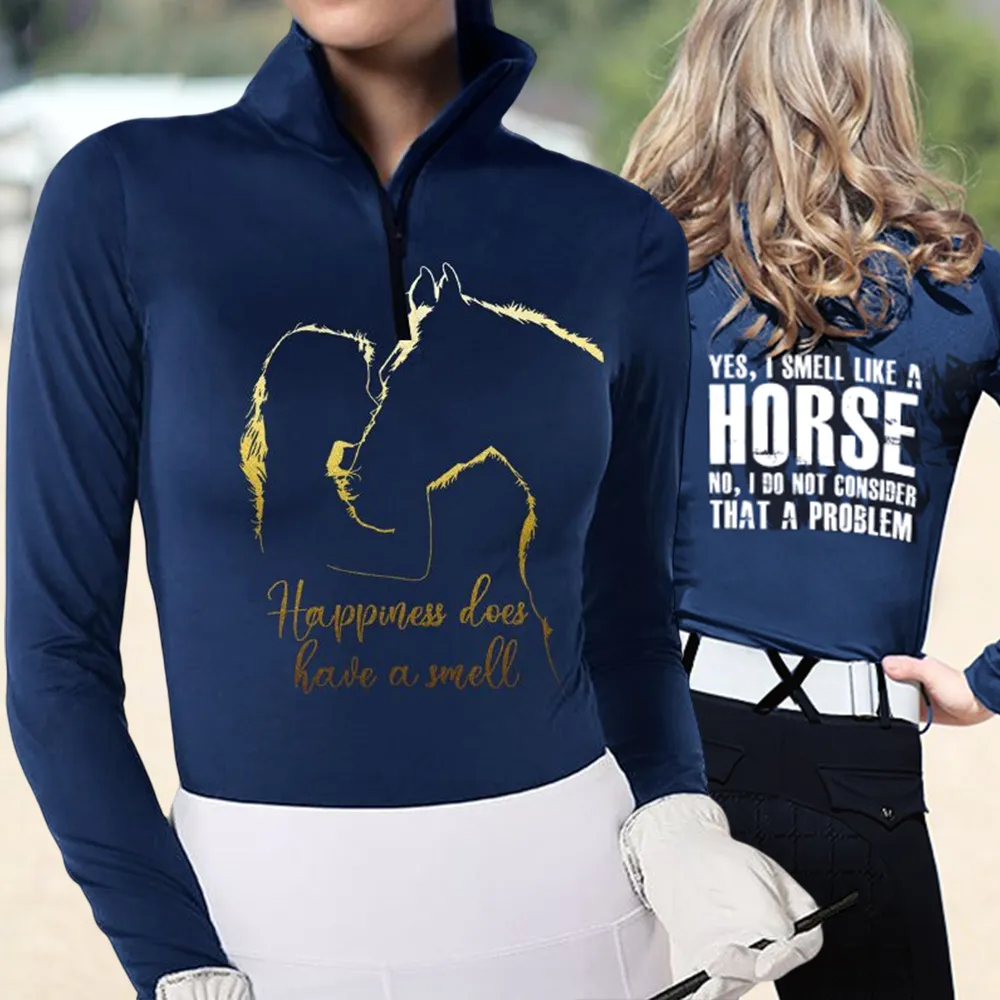 Women's Riding Style “Yes, I smell like a horse” Print Long Sleeve Casual Shirt