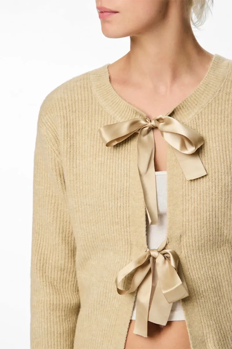 Bow Accented Tie Long Sleeve Cardigans