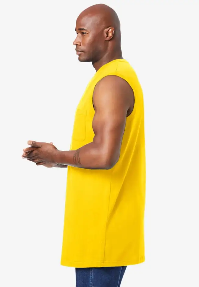 Shrink-Less Longer-Length Lightweight Muscle Pocket Tee
