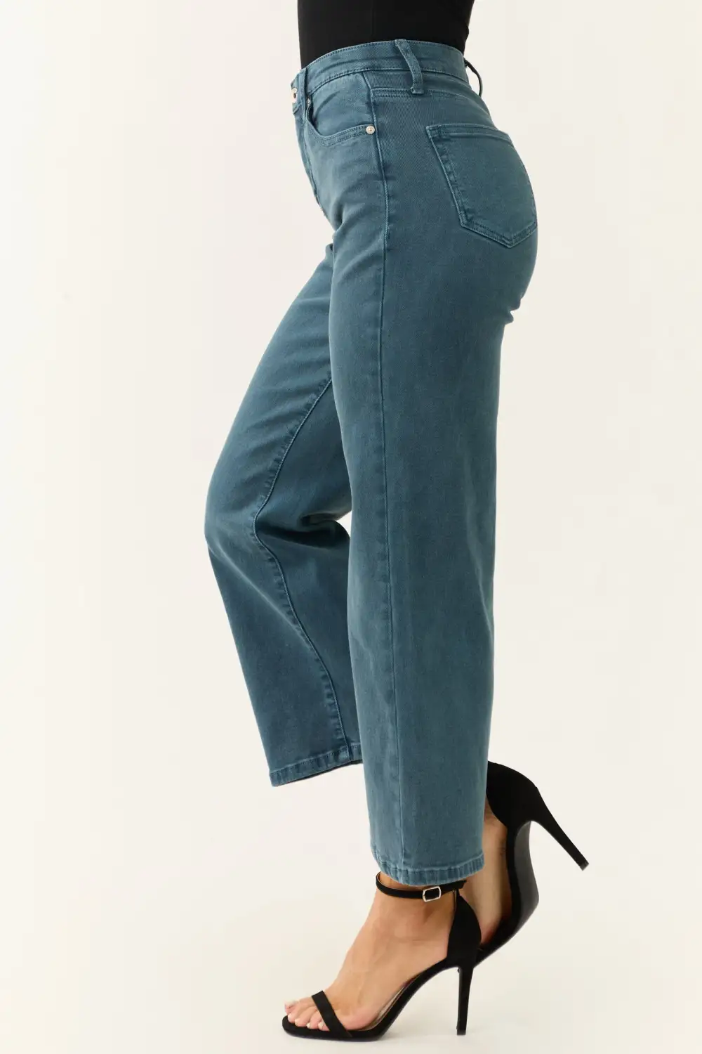Mid - Wash Wide Leg Crop Jeans
