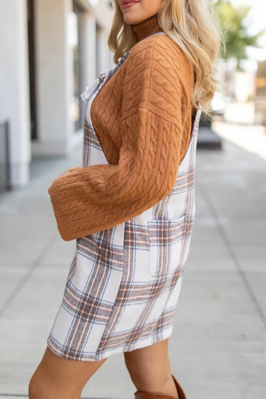 Plaid Overall Mini Dress