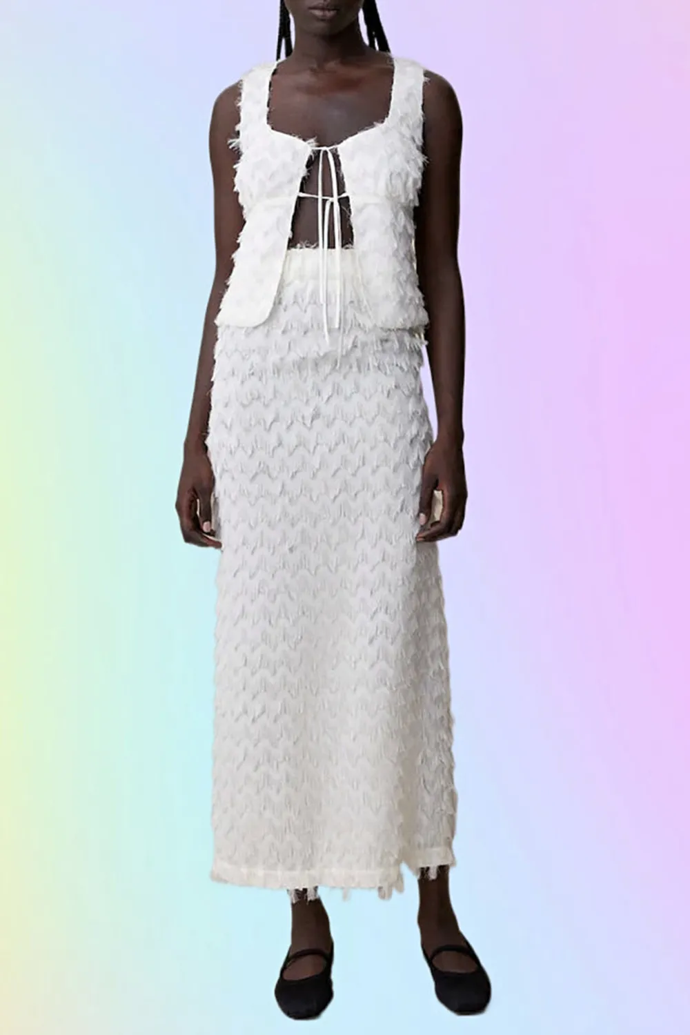 White Minimalist Soft Breathable Texture Skirt