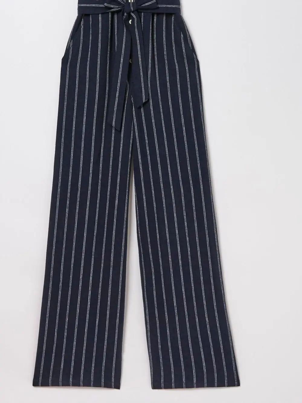 Blue Stripe Linen Blend Jumpsuit