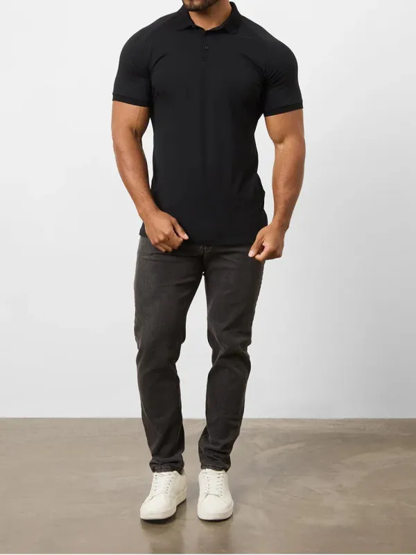 Black Soft Simple Athletic Polo Shirt