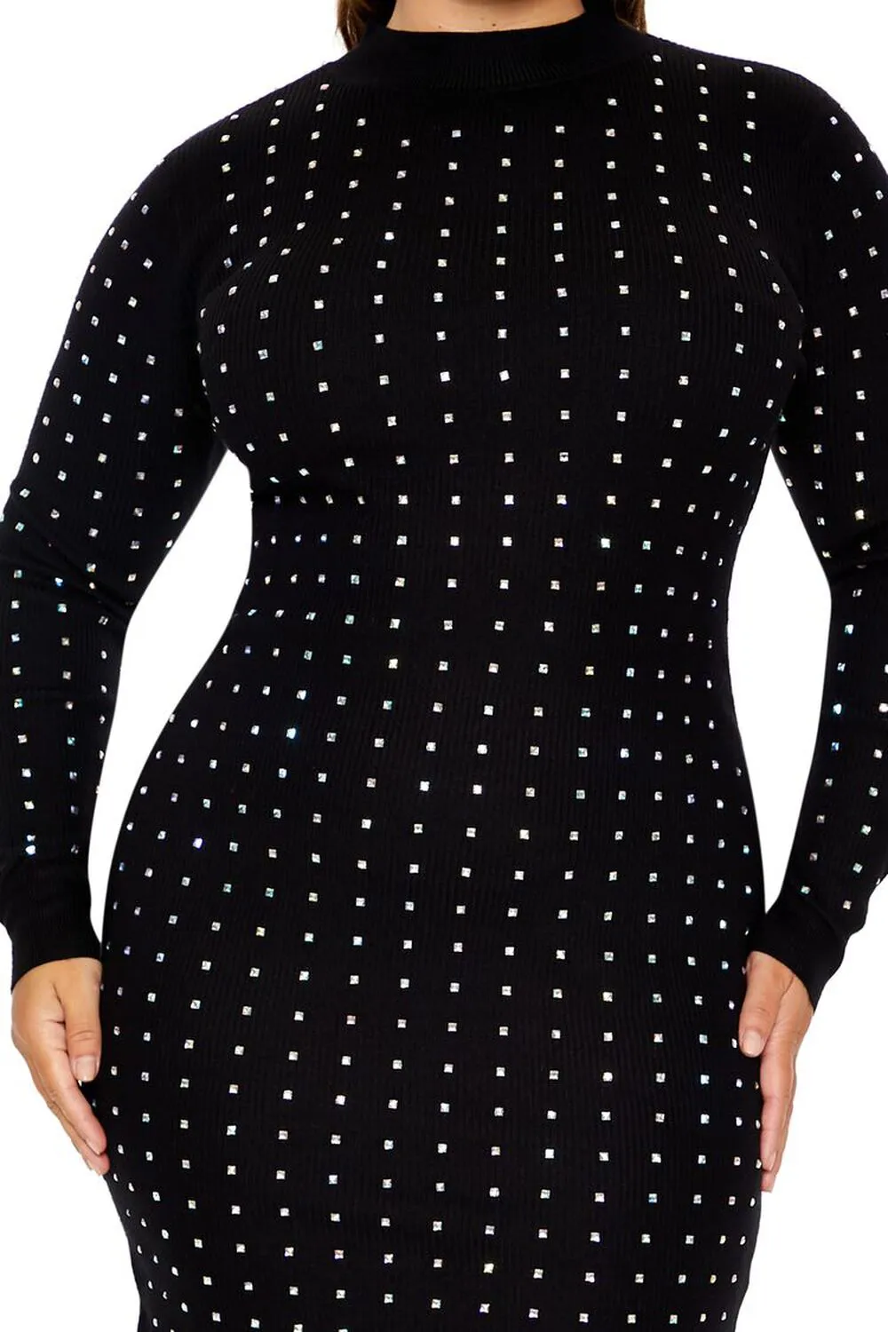 Plus Size Rhinestone Mini Dress