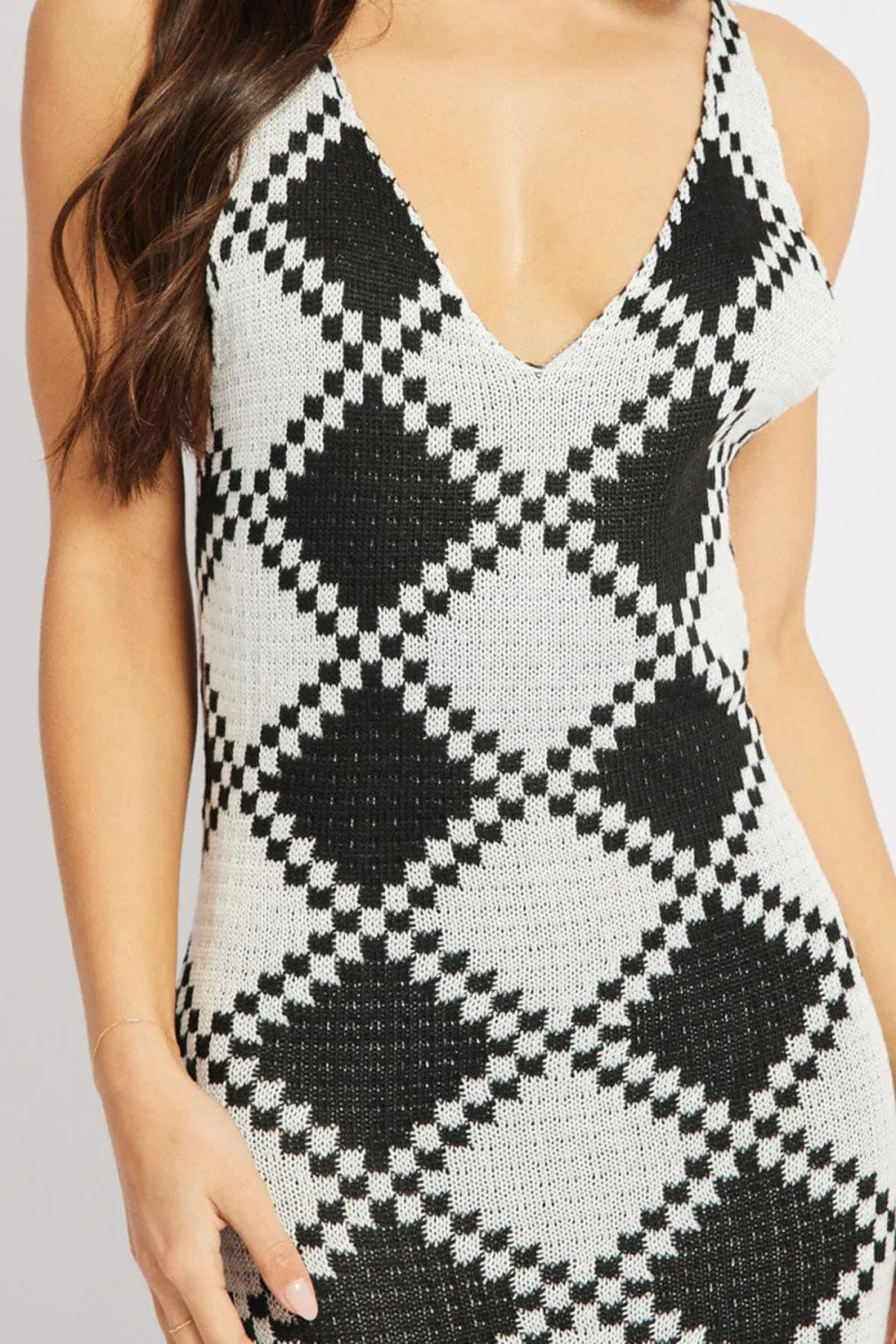 Black Check Beach Dress Cover Up