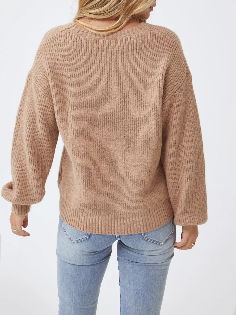 Camel Casual Style Crew Neck Knit