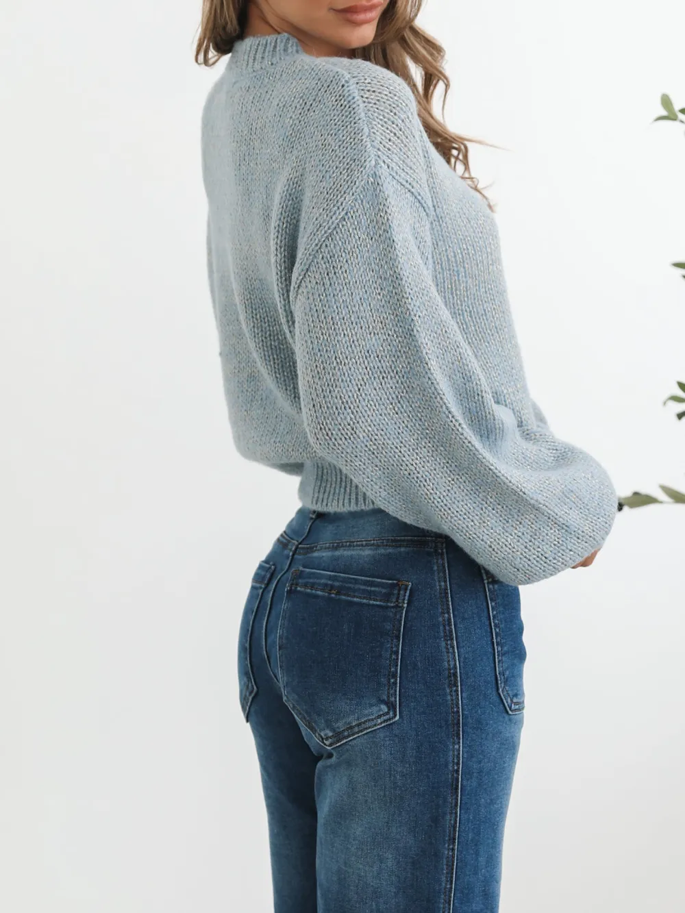 Blue Casual Style Crew Neck Knit
