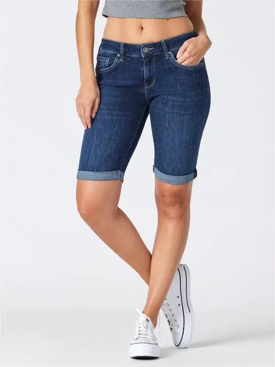 Cotton Straight Denim Shorts