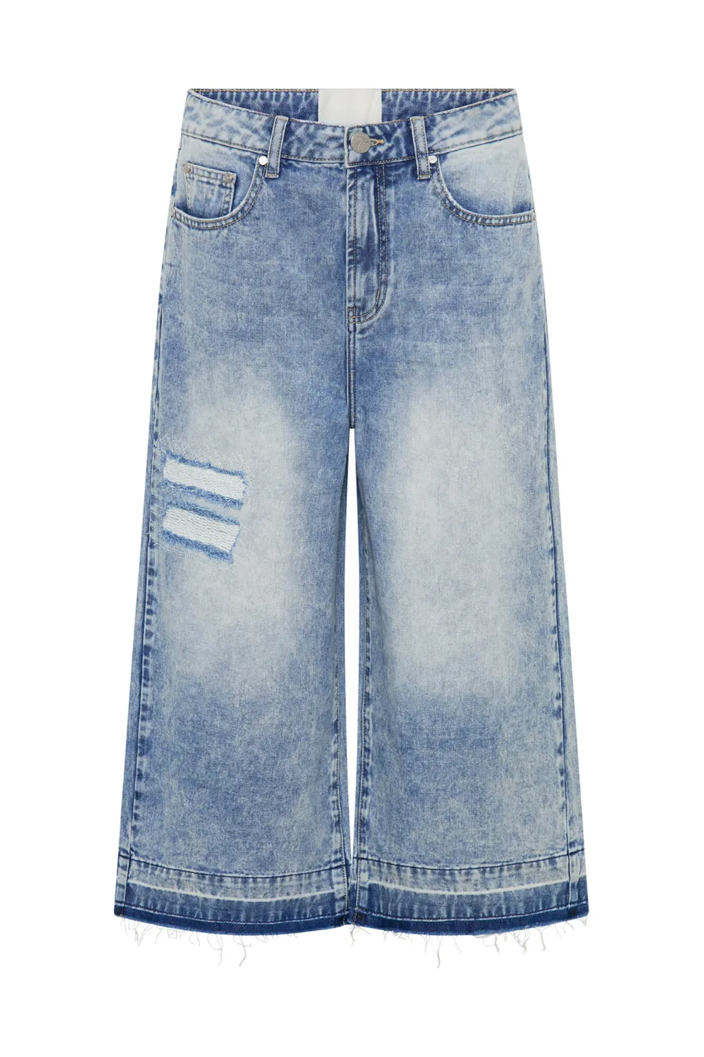 Blue Retro Loose Straight-Leg Denim Shorts