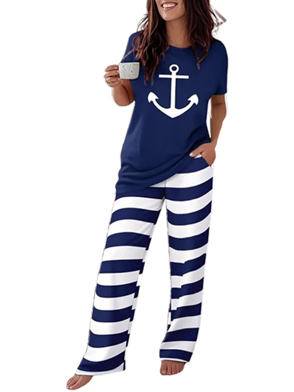 🔥FLASH SALE🔥Women's 2 Piece Pajama Set - Short Sleeve Comfy Loungewear