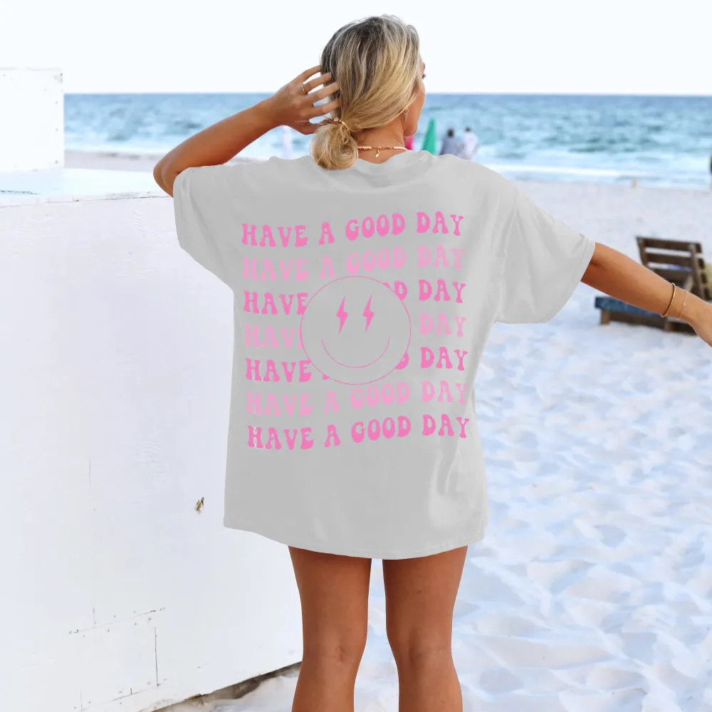 Good Day Repeating Print Short Sleeve Tee