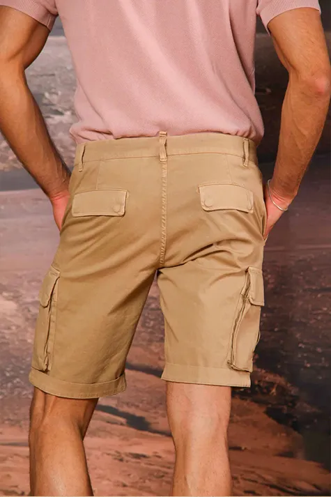 Khaki Men's Fashion Slim Fit Cotton Shorts