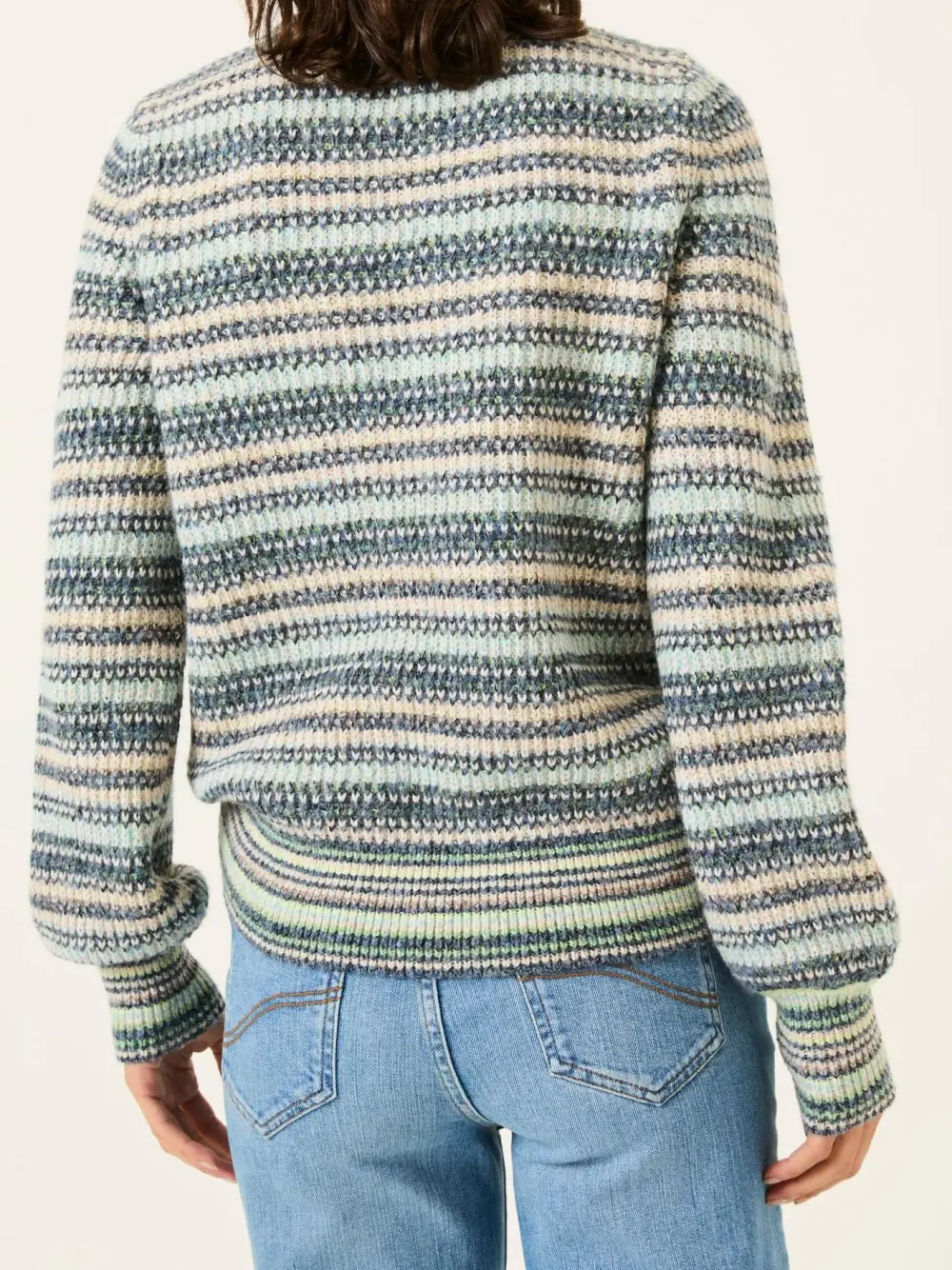 Blue Stripe Knitted Crew Neck Jumper