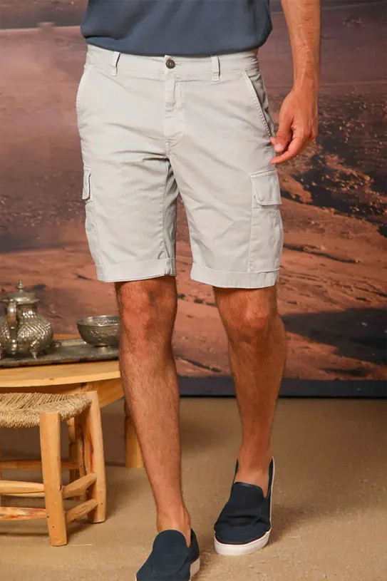 Slim Fit Men's Cotton Pearl Grey Shorts