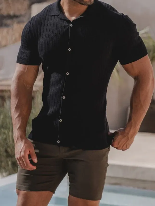 Black Cotton Soft Simple Polo Shirt