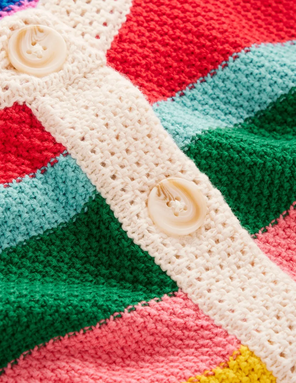 Multicolor Striped Crochet - Trim Cardigan