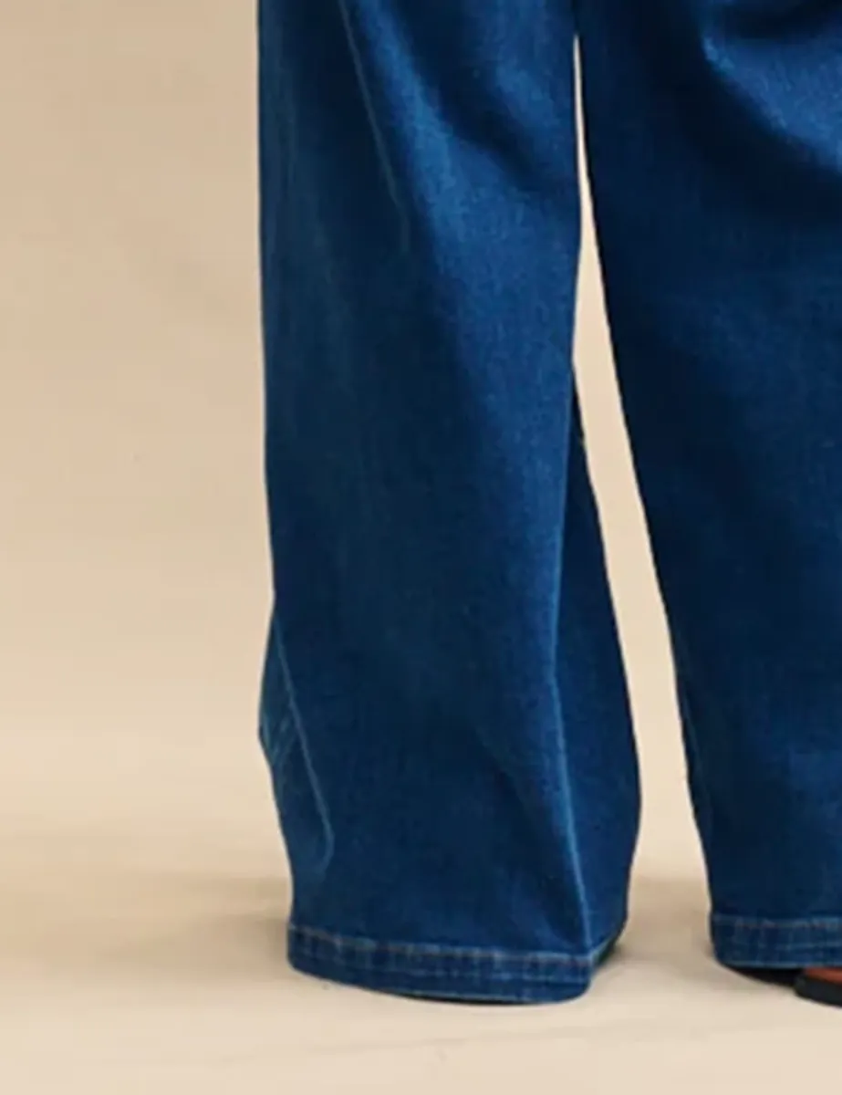 Medium Blue Wash Denim Overall Jumpsuit