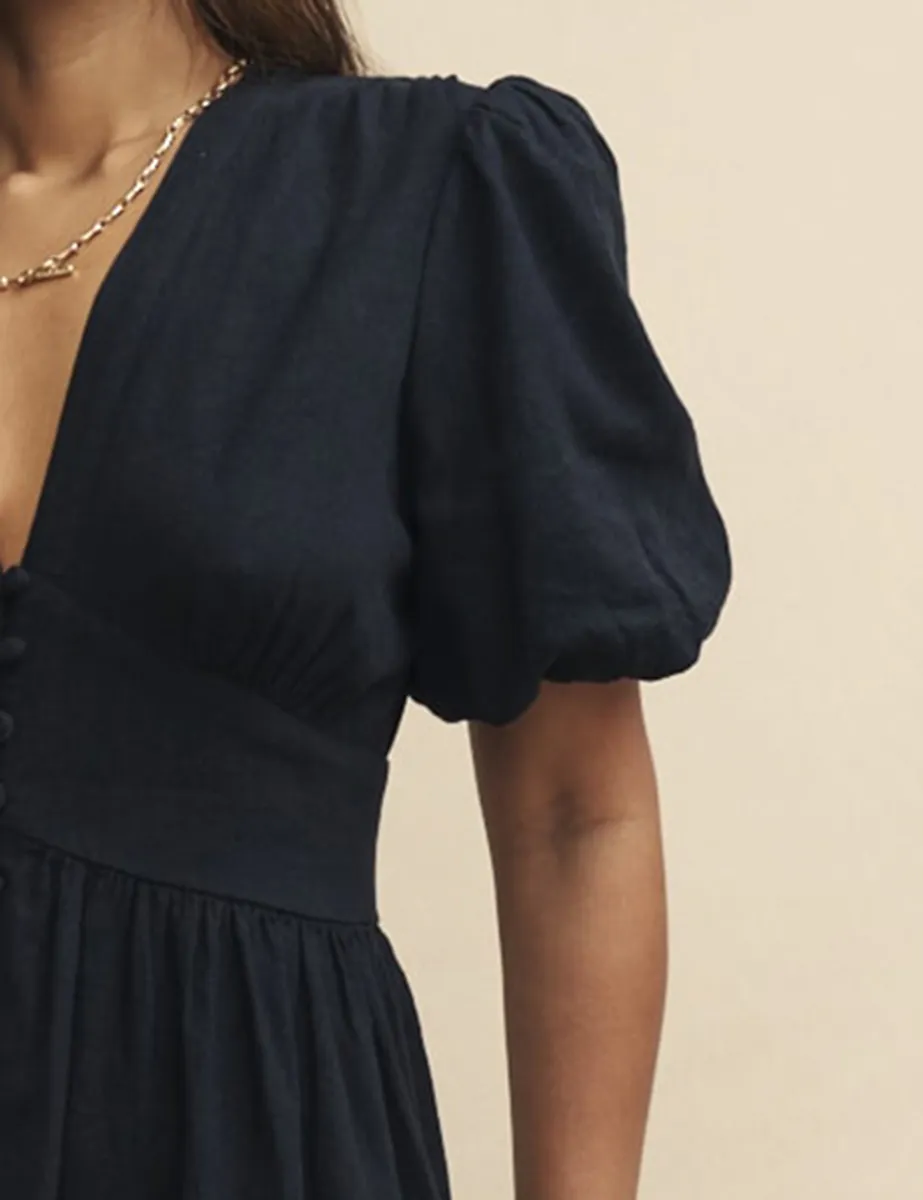 Black Linen-blend Starlight Mini Dress