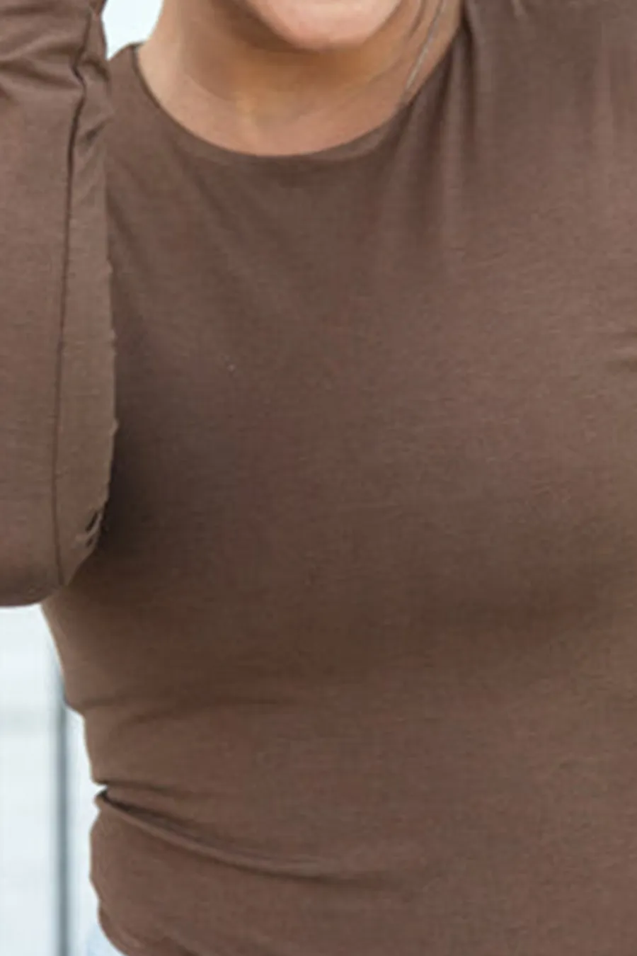 Brown Crew Neck Bodysuit