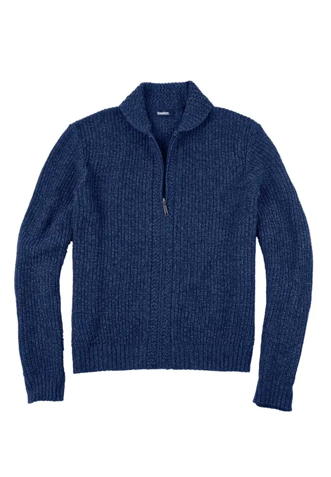 Shaker Knit Zip-Front Cardigan