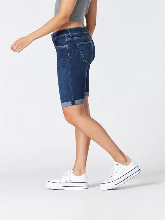 Cotton Straight Denim Shorts