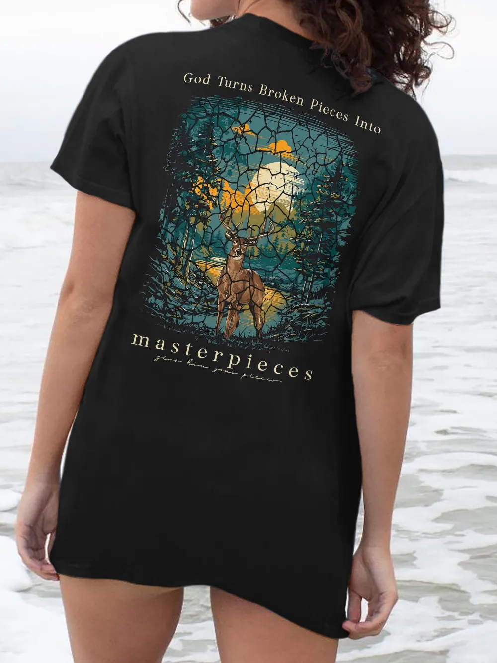 Beach Sunset Back Printed Tee