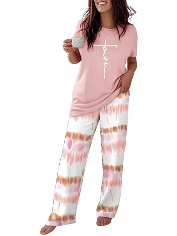 🔥FLASH SALE🔥Women's 2 Piece Pajama Set - Short Sleeve Comfy Loungewear
