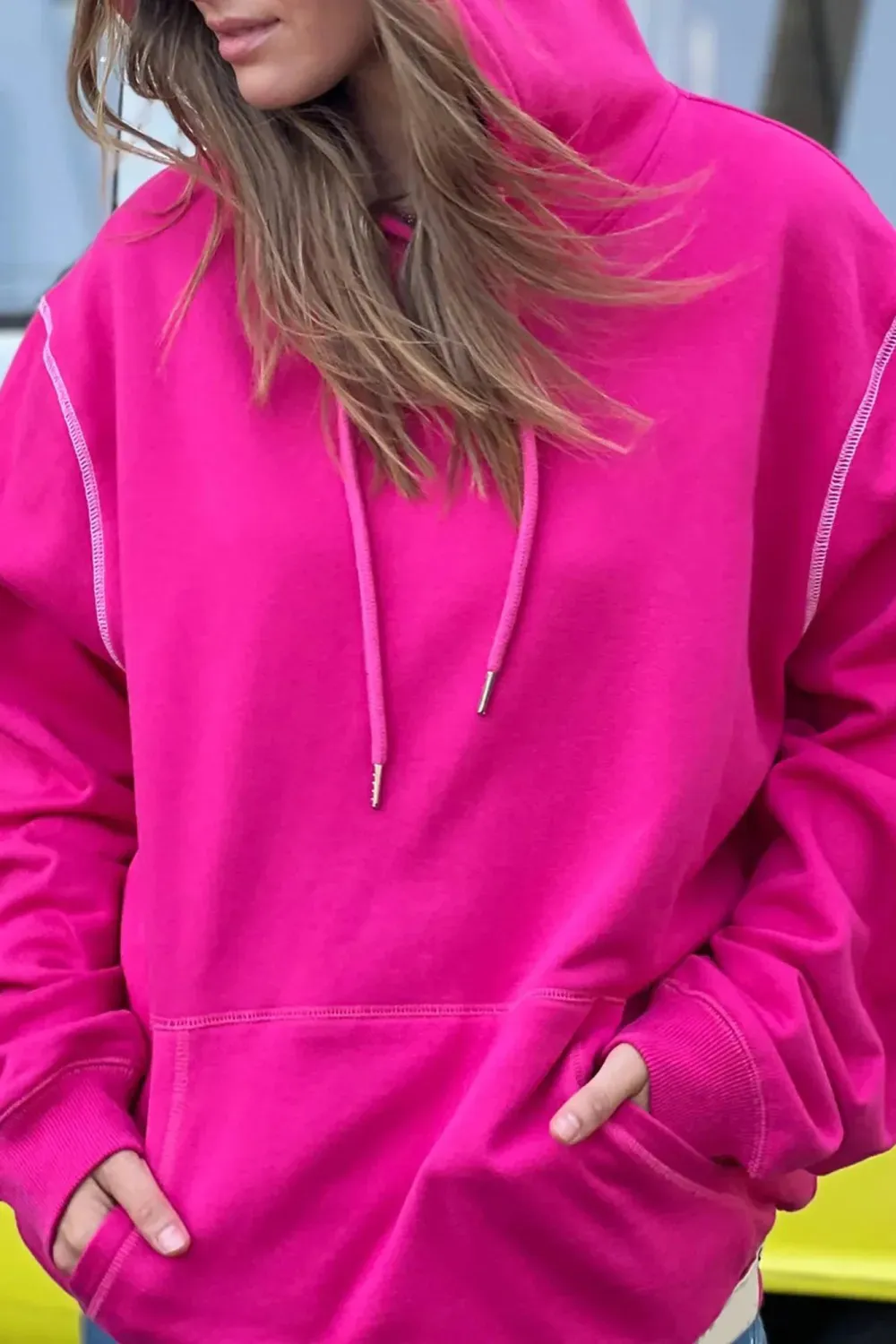 Pink Comfortable Classic Versatile Loose Hoodie