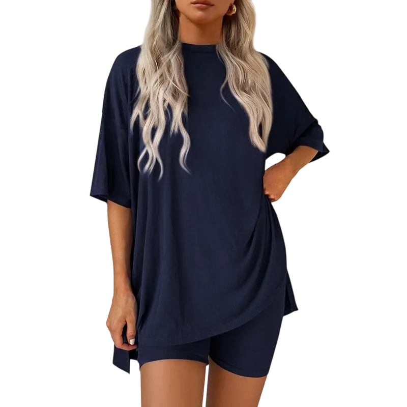 Women's Two Piece Lounge Set 2025 Summer Casual Oversized Shirts