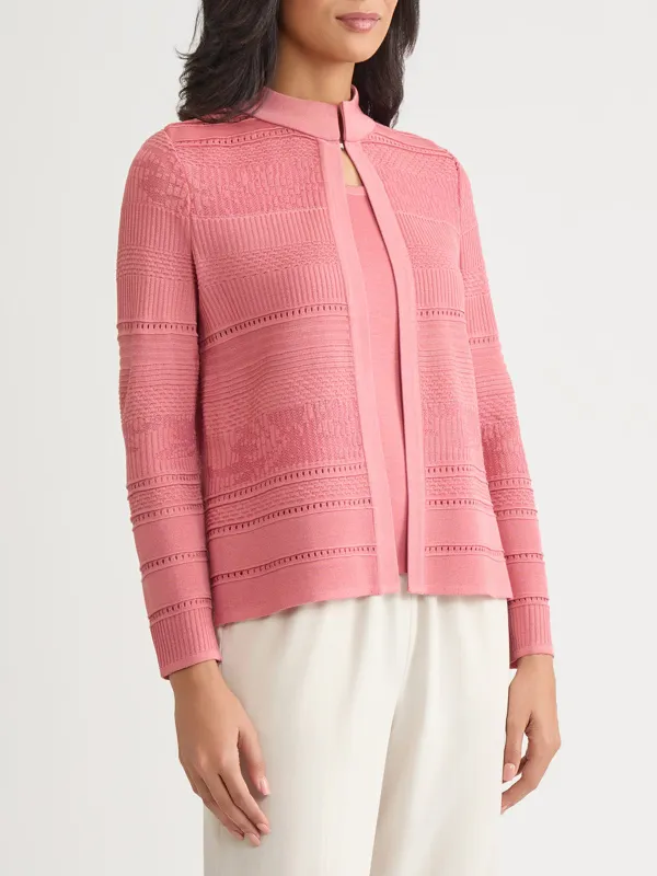 Solid Color Stand Up Collar Knitted Jacket