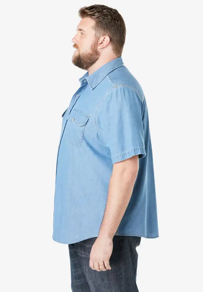 Short Sleeve Denim and Twill Shirt