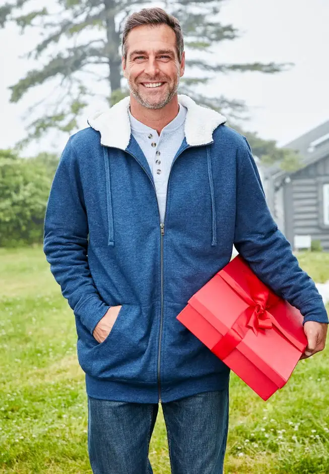 Sherpa-Lined Fleece Zip Hoodie