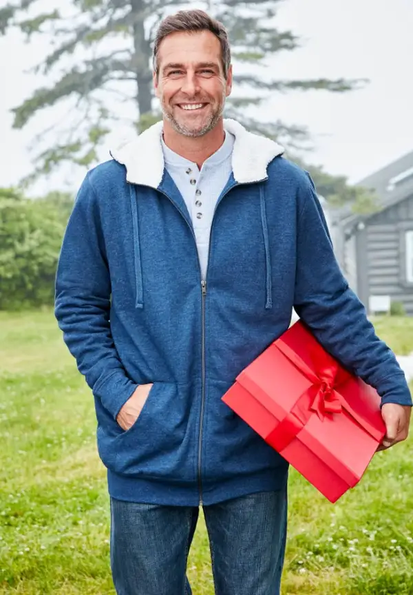 Sherpa-Lined Fleece Zip Hoodie