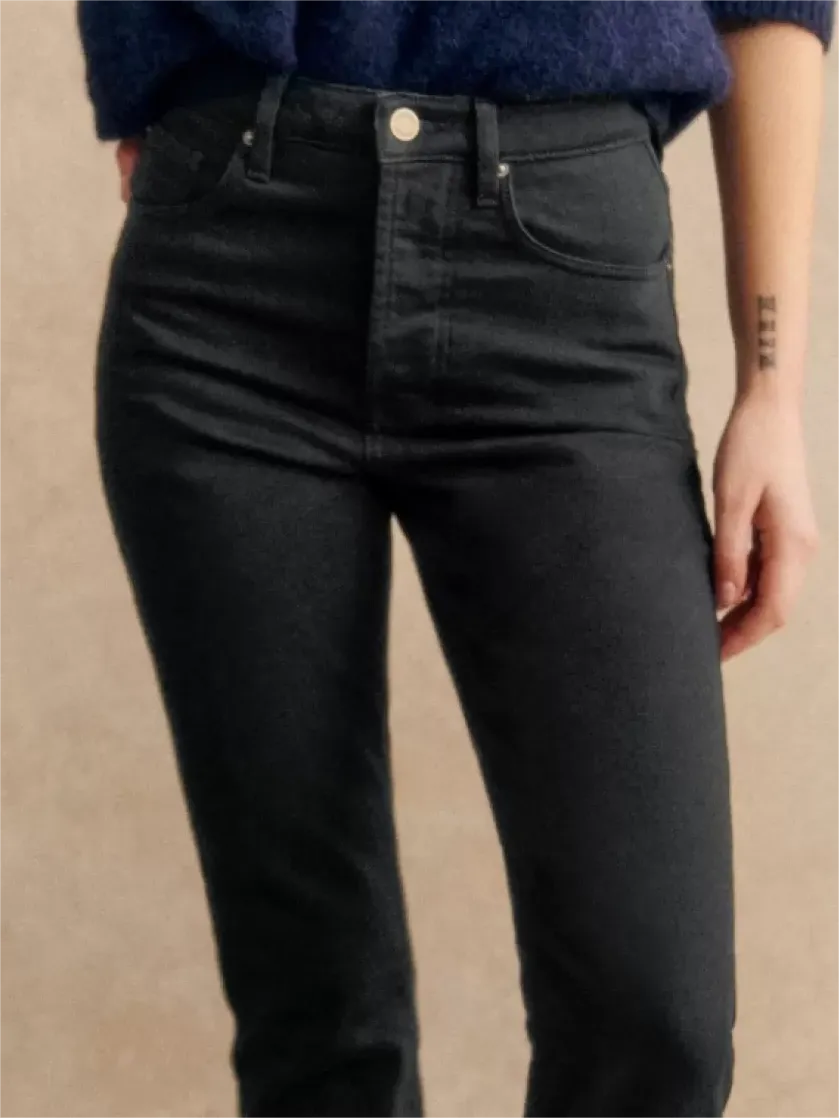 Button Fly Black Denim