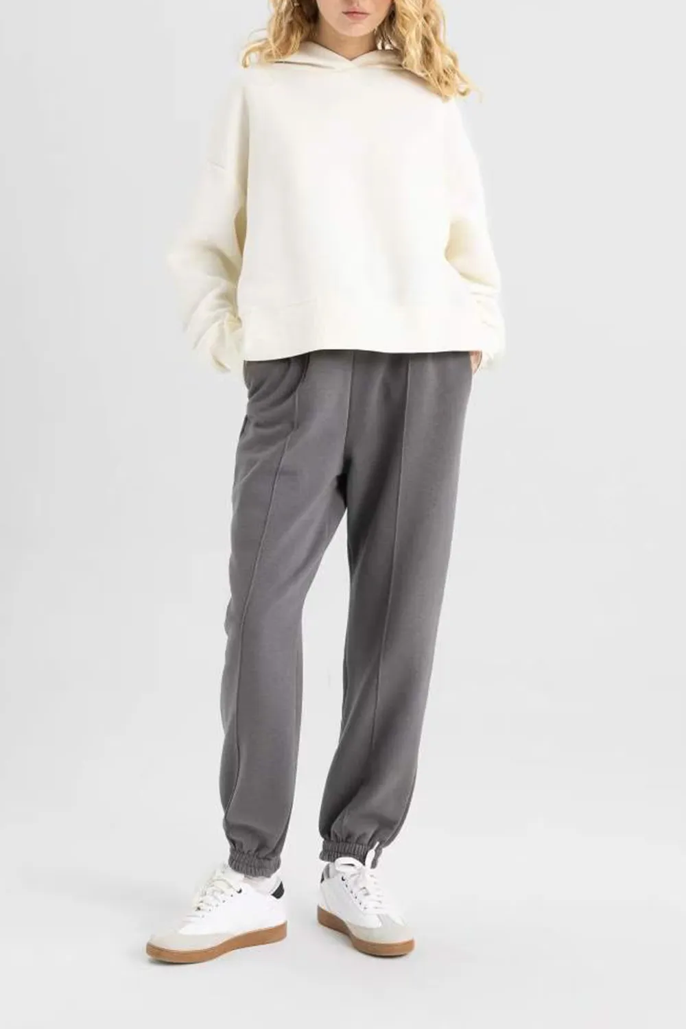 Elastic Waist Solid Trousers