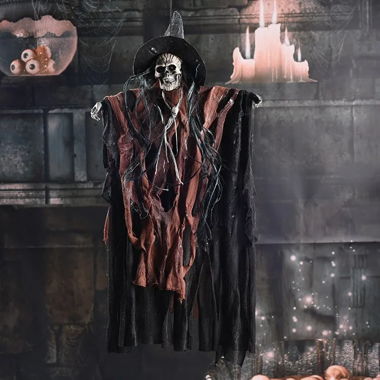 Halloween Decoration Terror Props Ghost House Decoration Sound Emitting Sound Control Skeleton Ghost Head