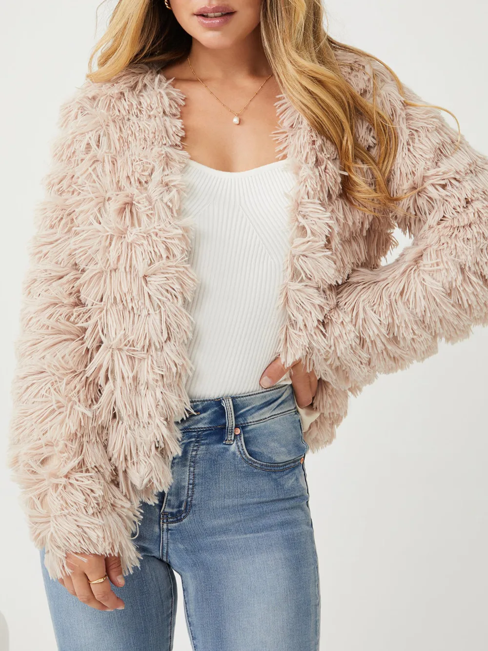 Beige Daily Long sleeves Jacket