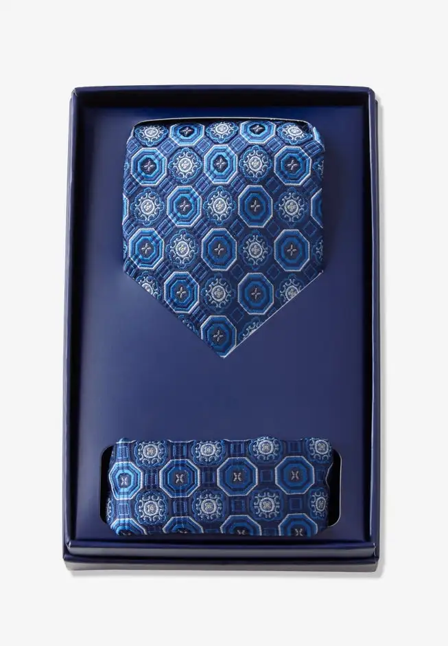 Extra Long Tie and Pocket Square Gift Set