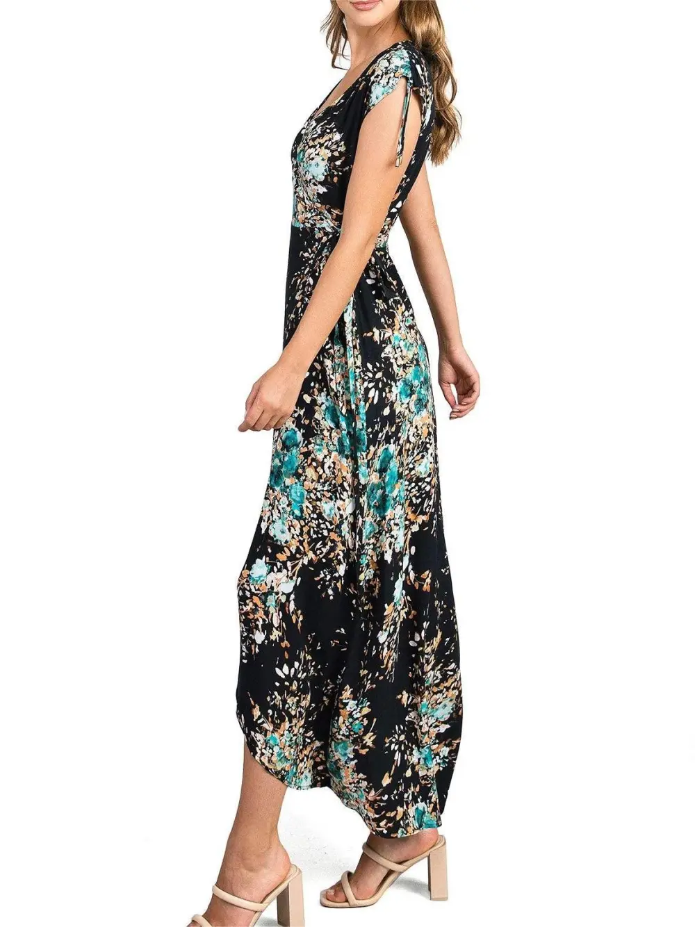 Large Area Floral Wrap - Style Midi Dress