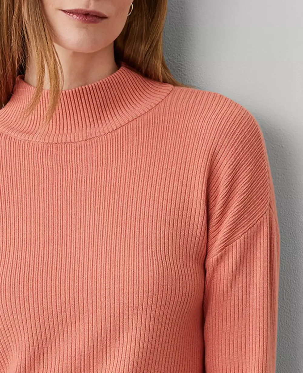 Mock Neck Ribbed Sweater