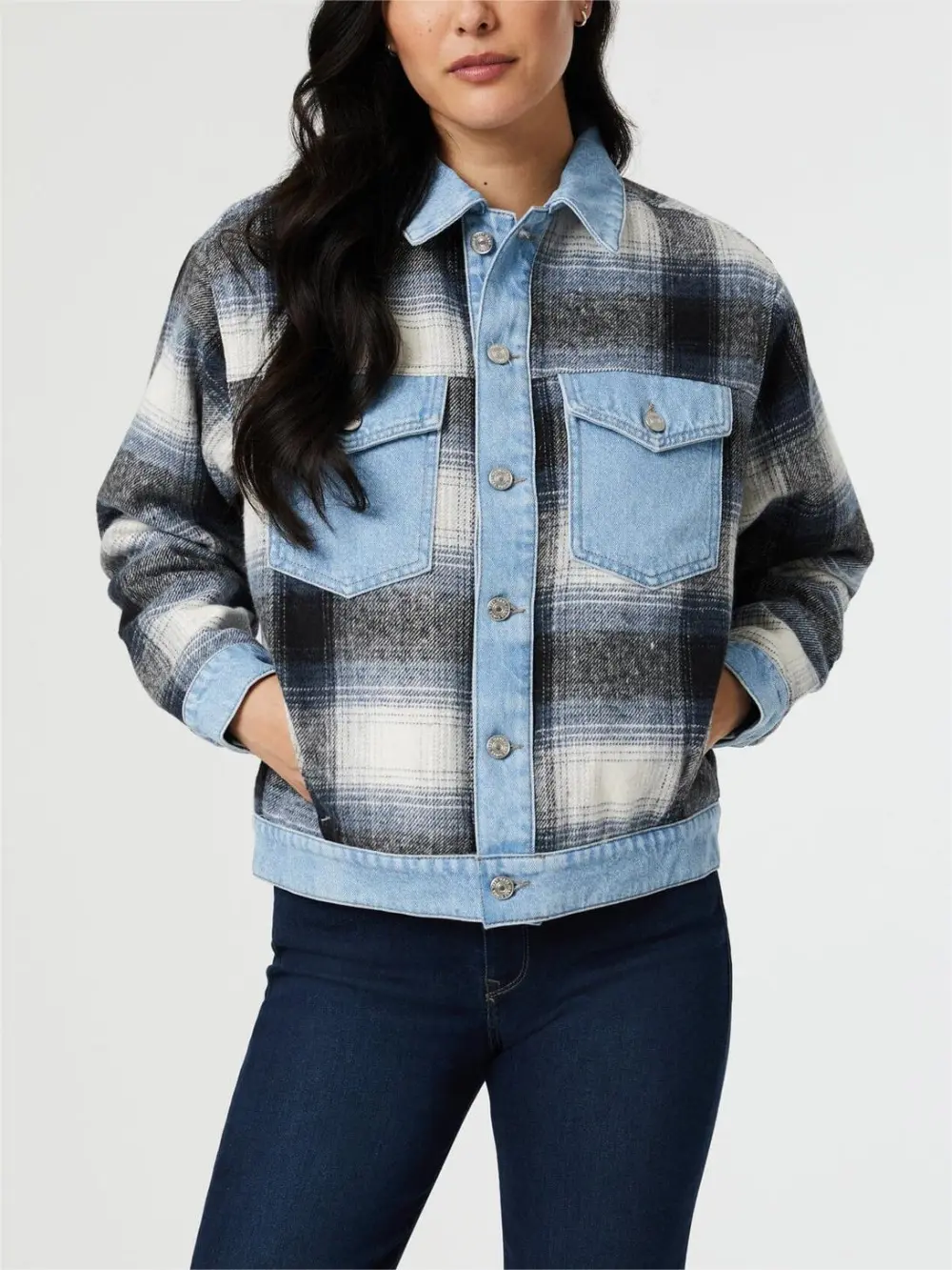 Cotton Denim Long Sleeve Jacket