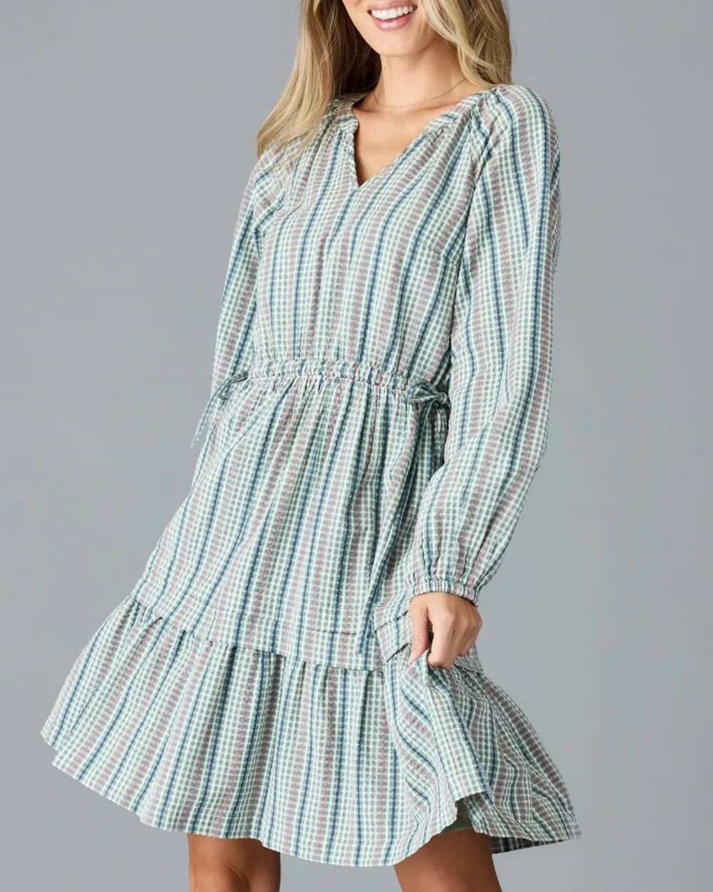 Light Colored Checkered Dress
