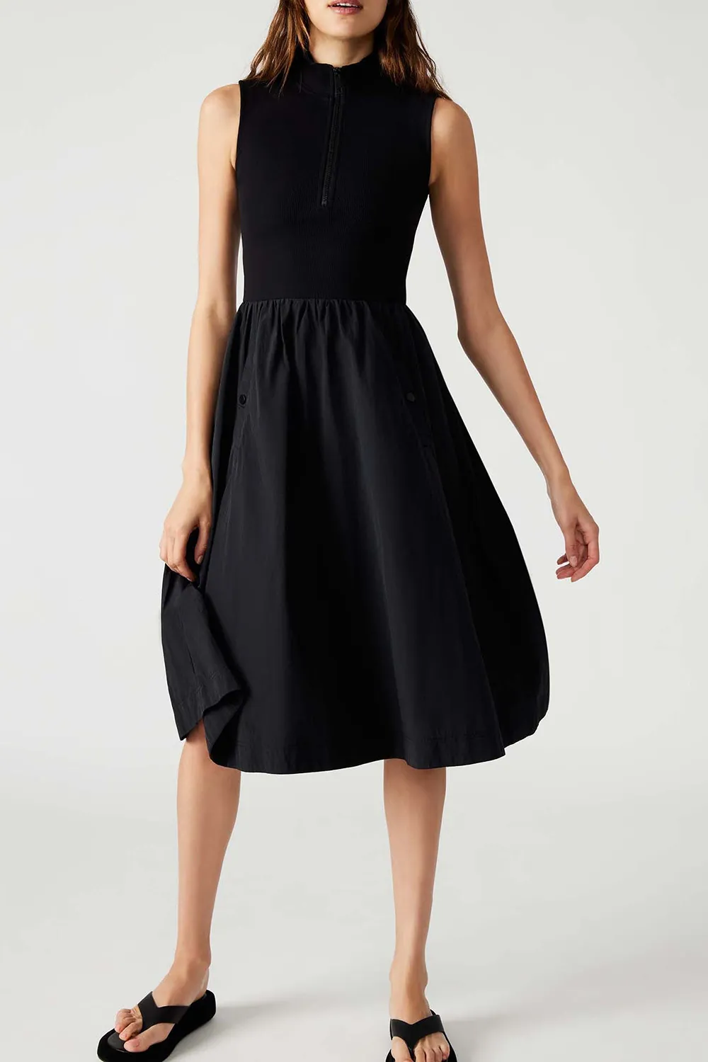 Zip Collar Dress Black