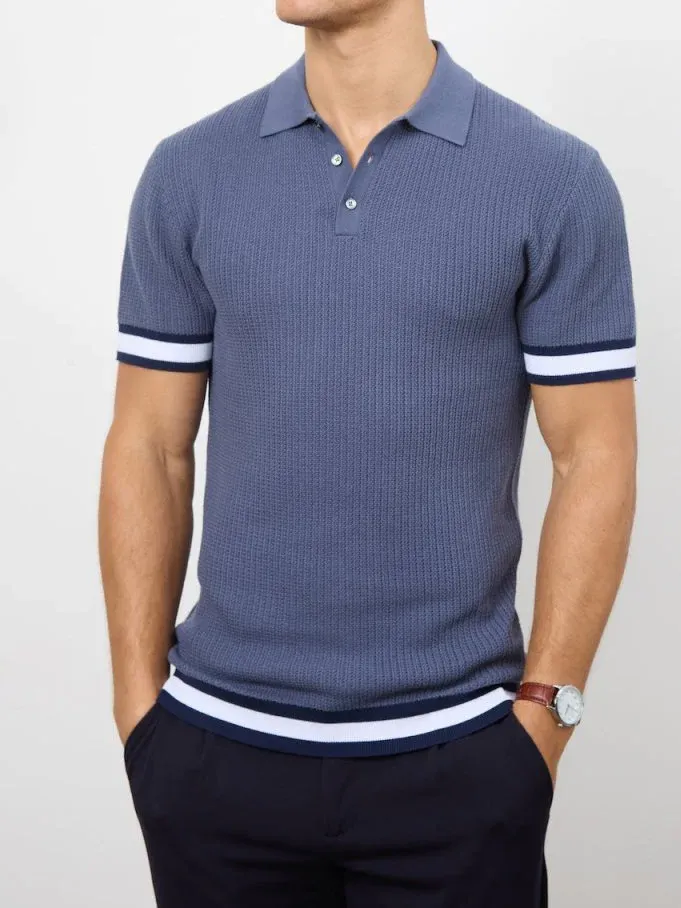Slate Blue Soft Simple Athletic Polo Shirt