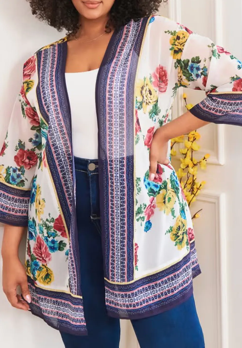 Color Blocked Border Cardigan