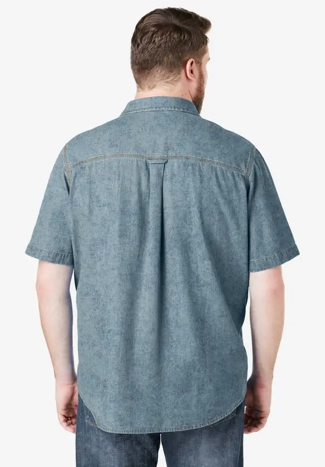 Short Sleeve Denim and Twill Shirt