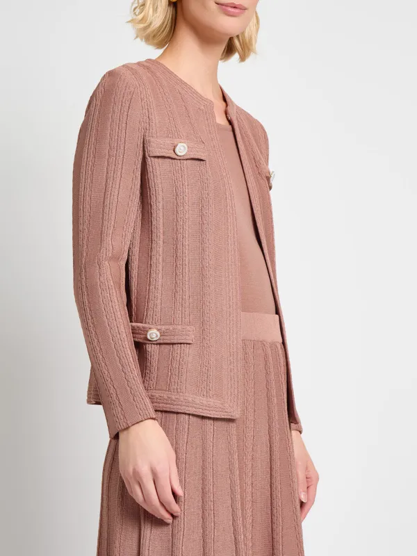 Round Neck Long Sleeved Knitted Jacket