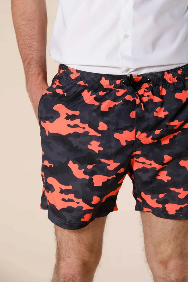 Men's Polyester Orange Camouflage Regular Fit Swimsuit